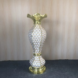 Modern Warm Toned Metal Floor Vase High Quality Decorative Metal Flower Vase for <b>Wedding</b> Home Decoration - Product Image 4