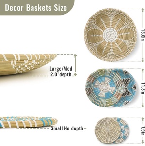 Plaques murales décoratives en jonc de mer tissé à la main |   Plateaux ronds décoratifs en paille pour le salon, la chambre à coucher et l'intérieur des hôtels - Product Image 2