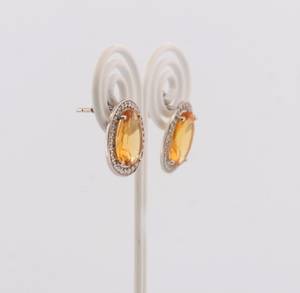 Handmade Citrine <b>Earrings</b> 925 Sterling Silver Gemstone <b>Earrings</b> With Cubic Zirconia Elegant Jewelry For Women - Product Image 3