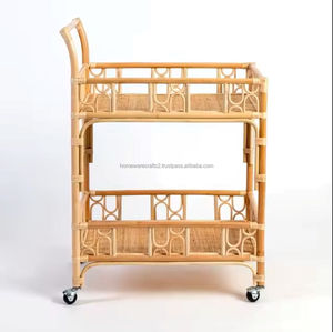 Natural Handmade Rattan <b>Trolley</b> Manufacturer Eco Friendly Storage <b>Cart</b> Lightweight Durable from Vietnam - Product Image 5