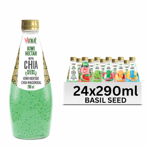 Lychee 290ml 9.8 floz Boisson aux graines de chia 24 bouteilles carton bouteille en verre Sans sucre OEM ODM Marque privée Échantillon gratuit - Product Image 1