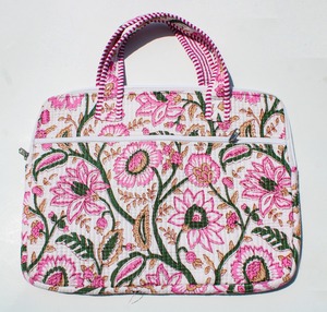 Sac à dos pour ordinateur portable matelassé en coton, imprimé floral, grande capacité, écologique et protecteur - Product Image 1