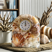 MPLVN DHB01 Horloge de bureau mécanique à aiguilles carrées en coquille naturelle, style Art Déco, vintage, pour bureau, fabriquée au Vietnam, Fête du Poisson d'avril