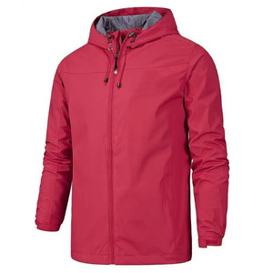Veste de course décontractée pour homme, coupe-vent, imperméable, respirante, en PU, avec fermeture éclair intégrale, ajustable, coloris vert olive, kaki, rouge, bleu marine - Product Image 3