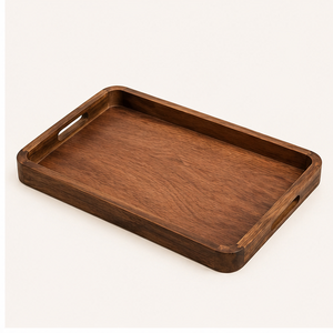 Premium Handcrafted Wood Rectangular Serving <b>Tray</b> With Cutout Handles For Kitchen Coffee Table And <b>Breakfast</b> Eco-Friendly - Product Image 3