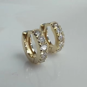 Boucles d'oreilles créoles Tishya en moissanite, argent sterling 925 plaqué or, aspect diamant de luxe, bijoux pour femmes, cadeau, 3g - Product Image 1