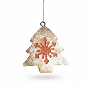 Ornement suspendu en forme de sapin de Noël en bois, décoré de fleurs |   Décorations de Noël festives pour la maison, cadeau, utilisation pour les fêtes - Product Image 1