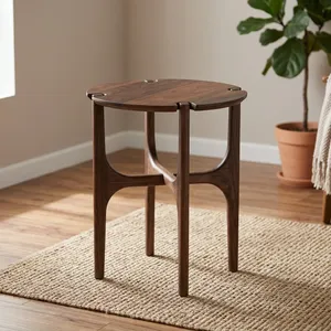 Modern Round <b>Wooden</b> <b>Side</b> <b>Table</b> Solid Wood Accent End <b>Table</b> Minimalist Living Room Bedroom Furniture Contemporary Decorative - Product Image 6