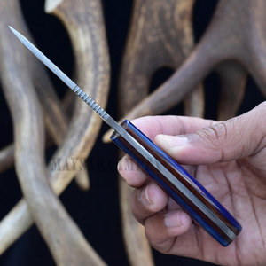 Cuchillo de Hoja Fija de Acero de Damasco Forjado a Mano, Mango de Madera Dura de Alta Calidad, Cuchillos Profesionales para Bushcraft y Caza - Product Image 4