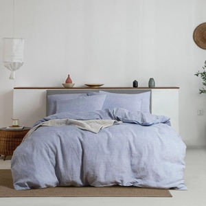 4 Piece Rust Orange Linen Comforter Set Soft Breathable <b>Bedding</b> with Pillowcases and Comforter - Product Image 5