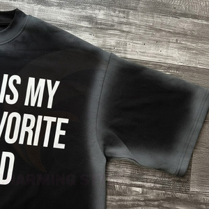เสื้อยืดคอกลมโอเวอร์ไซส์ วินเทจ ย้อมสีดำแบบซันเฟด ผ้าฝ้ายแท้ 100% - Product Image 5