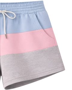 Sky Blue Pink <b>Grey</b> <b>Women</b> Lounge <b>Shorts</b> Elastic Waist Drawstring Soft Cotton Polyester Casual Sleepwear Summer Comfy <b>Shorts</b> - Product Image 2