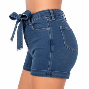 Women <b>Denim</b> Short Premium Cotton <b>Stretch</b> High Waist Mid Rise Relaxed Fit Casual Summer Fashion Custom OEM ODM Manufacturer Short - Product Image 2