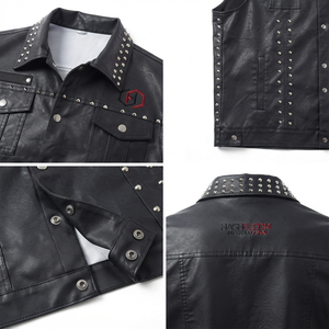 Chaleco de Cuero PU para Hombre, Estilo Motero Antiarrugas, Sin Mangas, con Botones a Presión, OEM Hashbloom International - Product Image 4