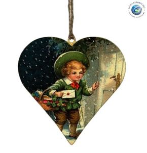 Hanging Metal Heart-Shaped Christmas <b>Tree</b> <b>Ornaments</b>-Thermal Transfer Printed Customizable Size Durable Lightweight Christmas - Product Image 2