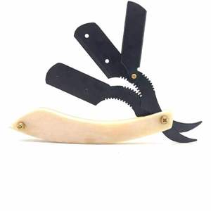 <b>Straight</b> <b>Razor</b> Stainless Steel <b>Blade</b> Buffalo Bone Handle Single Edge Barber Shaving <b>Razor</b> For Face and Head - Product Image 2