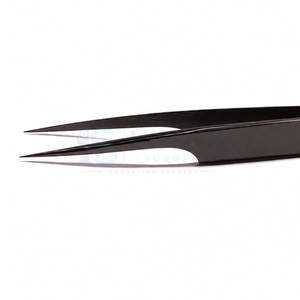 Pince à épiler professionnelle noire en acier inoxydable à pointe droite pour extensions de cils, outil de maquillage de précision pour isolation des cils - Product Image 3
