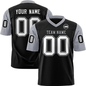 Maillot de football américain personnalisé violet à col en V, manches courtes, impression par sublimation, anti-humidité, 100 % polyester mesh, adulte, devant - Product Image 4