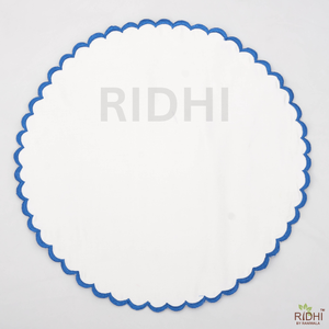 Mantel Individual de Algodón Blanco Hecho a Mano en India Ridhi con Bordado Azul y Estampado en Bloque, 100% Algodón Puro, Decoración de Mesa, Mantel Individual Reutilizable - Product Image 1