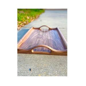 Plateaux en bois naturel pour servir du thé ou du café, disponibles en formes rondes et rectangulaires - Product Image 1