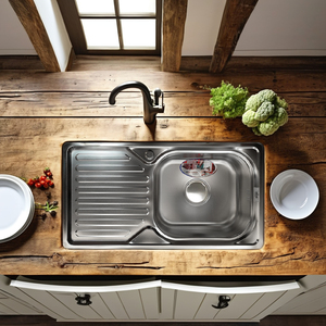 ชามเดี่ยว SS201 750x395x165มม. พร้อมด้านข้างติดตั้งบนโต๊ะแบบหลุมเดียวทำในเวียดนาม Sonha - Product Image 1