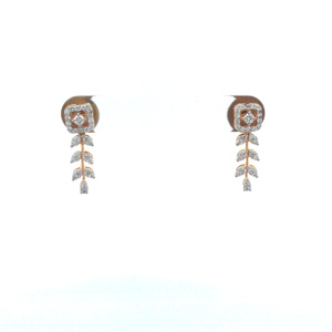 Leaf Floral asset Rose <b>Gold</b> and Diamond bridal wedding luxury Fine Jewellery Gift diamond earing 3 layer Drop <b>Earrings</b> <b>Dangle</b> - Product Image 2