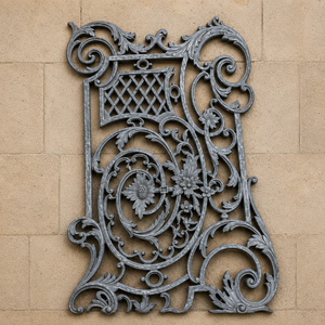 Ornate Cast Iron Balcony Panel Decorative Wrought Iron Grill Vintage Architectural Grille Metal <b>Wall</b> Decor Floral Scrollwork - Product Image 5