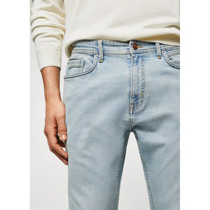 Jean en denim pour homme, style urbain, taille haute, coupe droite, 100% coton, respirant, écologique, délavé, à prix abordable - Product Image 4