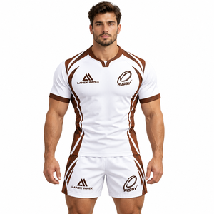 Ensembles d'uniformes de rugby personnalisés en gros avec logo, nom et numéro personnalisés, maillots et shorts de rugby sublimés pour le sport professionnel - Product Image 2