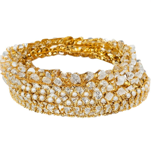 Designer Gold Plated Crystal Stone <b>Bangle</b> <b>Set</b> Sparkling Crystal Stones for Festive Occasions 10575602DP_2.6 Crystal Bracelets" - Product Image 2