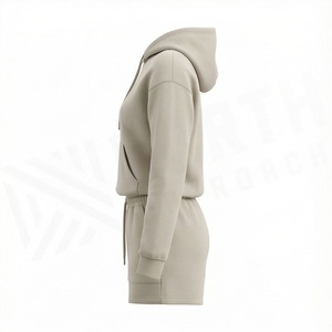 Women's 2 Piece Hoodie Shorts Set Fleece Casual Loose Fit Above <b>Knee</b> With Ignite Flame Print <b>Heat</b> Transfer Design - Product Image 3