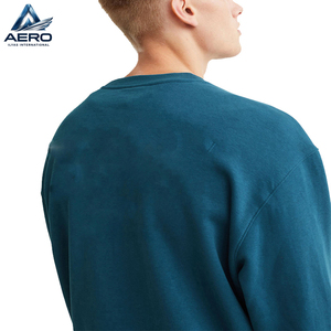 Sweat-shirt à col rond personnalisé OEM pour homme, en molleton épais, coton lourd, épaules tombantes, uni, coupe oversize - Product Image 4