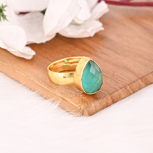 Vintage Apatite Hydro Brass <b>Ring</b> Handmade <b>Adjustable</b> Gemstone Jewelry for Women - Product Image 3