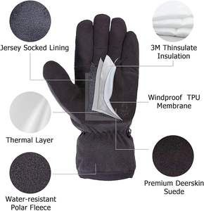 Guantes cálidos de piel de ciervo suave y forro polar térmico - Product Image 2