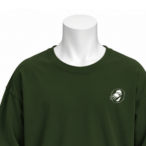 T-shirt à manches longues vert olive inversé, coupe oversize, en coton, délavage vintage, épaules tombantes, style streetwear décontracté, coupe ample, pour le quotidien - Product Image 3