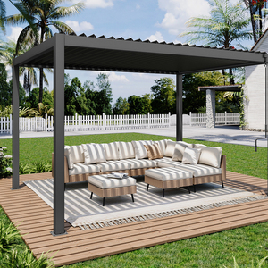 Pergola de jardin en aluminium, <span class=keywords><strong>toit</strong></span> à lames orientables, imperméable, structure d'ombrage réglable - Product Image 4