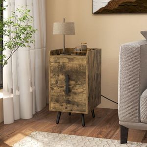 Comodino Moderno in Noce con 2 Cassetti e Porte USB per Camera da Letto, Hotel, Casa - Product Image 1