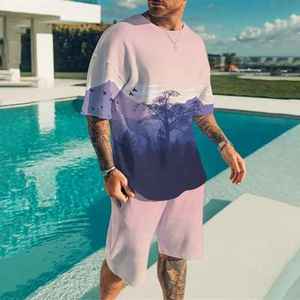 Men's <b>Twin</b> <b>Set</b> T-Shirt and Shorts Custom Cotton Blend Sportswear Summer Outfit OEM ODM Private Label Supplier - Product Image 2