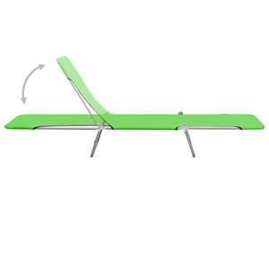 Ensemble de 2 chaises longues durables en acier thermolaqué vert et tissu Oxford pour l'extérieur - Product Image 5