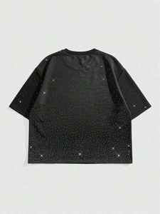 T-shirt de marque de haute qualité 100 % coton épais, style hip-hop avec strass, t-shirt imprimé délavé à l'acide pour hommes - Product Image 1