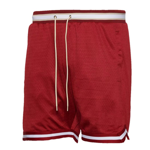 Shorts de sport décontractés pour hommes en toile unie, séchage rapide, respirants, couleur bordeaux, fabrication OEM, vente en gros - Product Image 6