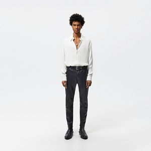 Men's Black PU Leather Pants High Waist Elastic Waist Smart Casual Fit With Pockets Autumn Wear - Product Image 3