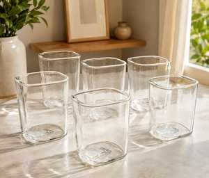 Modern Luxury Ceramic Eco-Friendly Drinking <b>Glasses</b> Set 6 Clear Tall Vases for Water Juice Home Tableware Decorative Glassware - Product Image 4