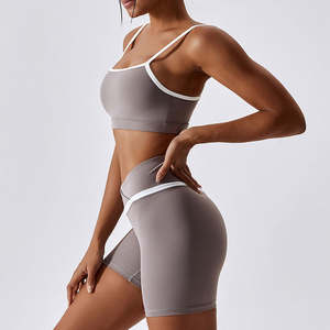 Couleur Blocage Sportswear Costume Coussinets Amovibles Gym Fitness Soutien-Gorge Pièces Ensembles Taille Haute Yoga Leggings Ensemble pour Femmes - Product Image 6