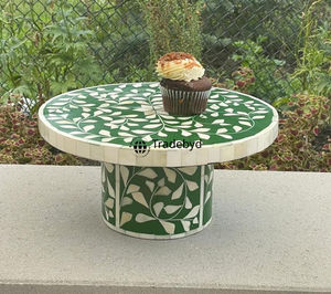 Soporte para Pastel con Incrustaciones de Hueso Artesanal, Elegante Soporte de Presentación de Postres Hecho a Mano por Tradebyd para Eventos en el Hogar - Product Image 6