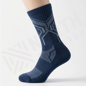 Crew Socks Geometric Pattern Navy Blue Breathable Running Socks for Adults Summer Sport Wear - Product Image 3