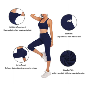 New Design OEM Service Customised Gym Capri Leggings <b>Plus</b> Size Gym Capri for Woman Quick Dry Yoga Wear Gym Leggings - Product Image 6