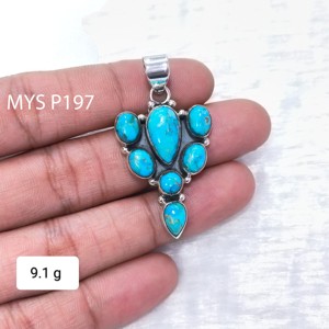 Colgantes y Dijes de Plata de Ley 925 con Turquesa Mohave de Calidad al por Mayor, Joyería Fina de Moda Suelta a Granel - Product Image 2