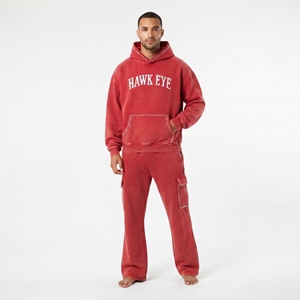 <b>Men</b> Winter Tracksuit Acid Wash Heavyweight Cotton Fleece Relaxed Fit Drop Shoulder <b>Hoodie</b> And Jogger Set Custom Rhinestone - Product Image 3