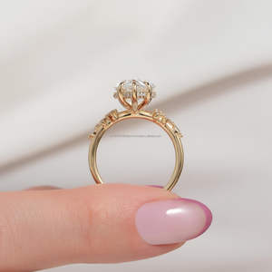 IGI/GIA Lab Grown Cut Diamond Vintage 14K Anillo de boda/compromiso amarillo Unisex Oro blanco fino para fiesta de aniversario-Worthy - Product Image 3